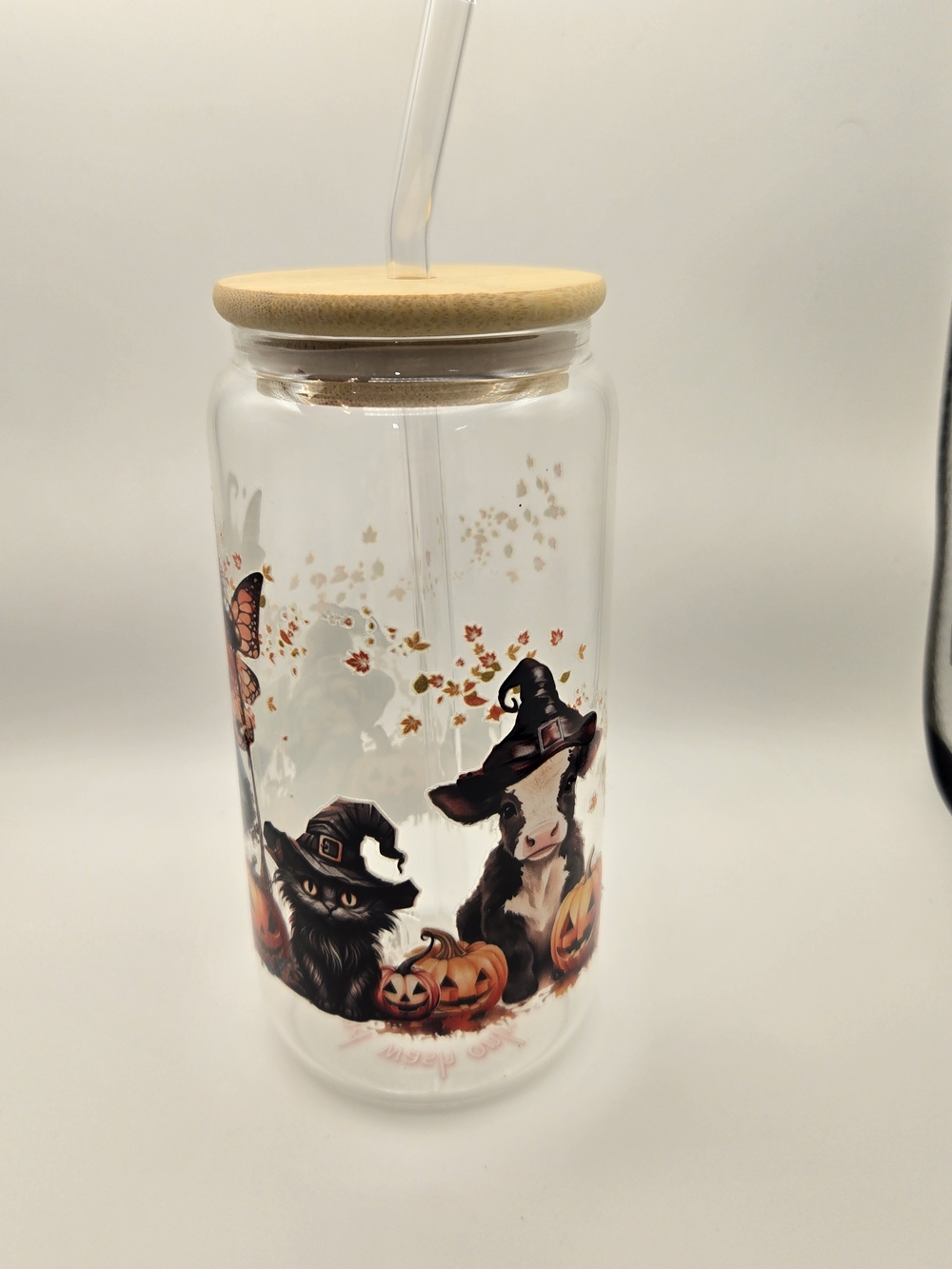 Halloween Witch Glass Tumbler with Bamboo Lid 16oz - Picture 2 of 5